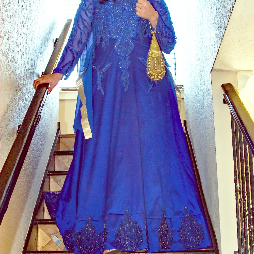 Beautiful royal indigo blue indo western gown